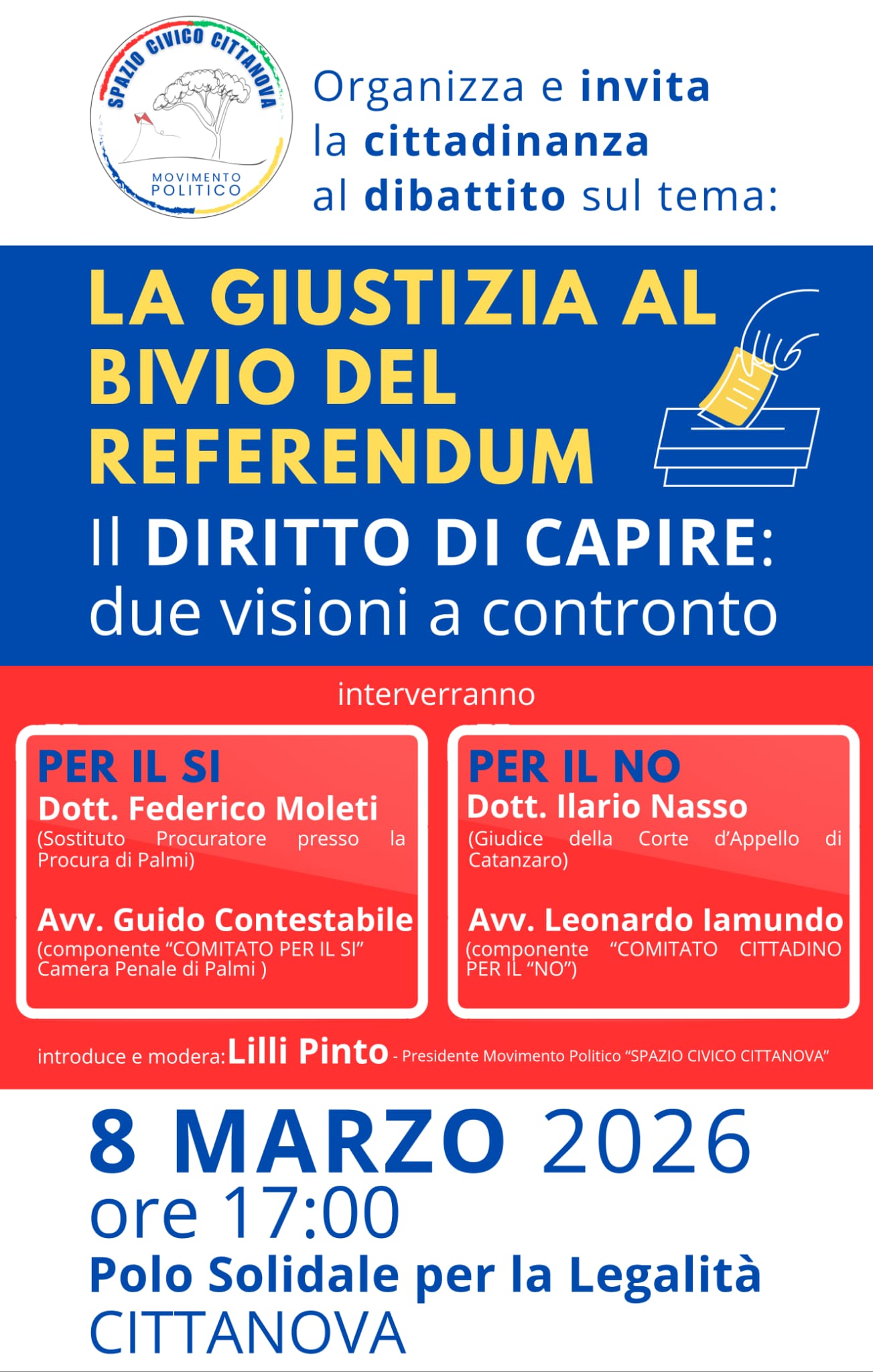 Locandina evento — La giustizia al bivio del referendum